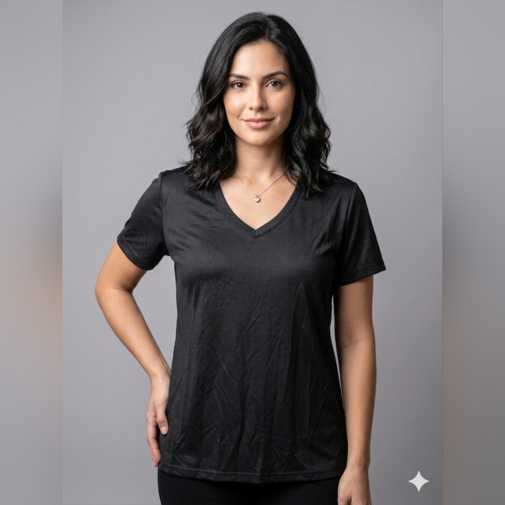 Boutique Performance V-Neck Workout Top - Solid Black Size XL (EUC)